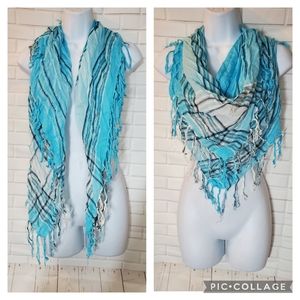 Plaid Sky Blue Neck Scarf